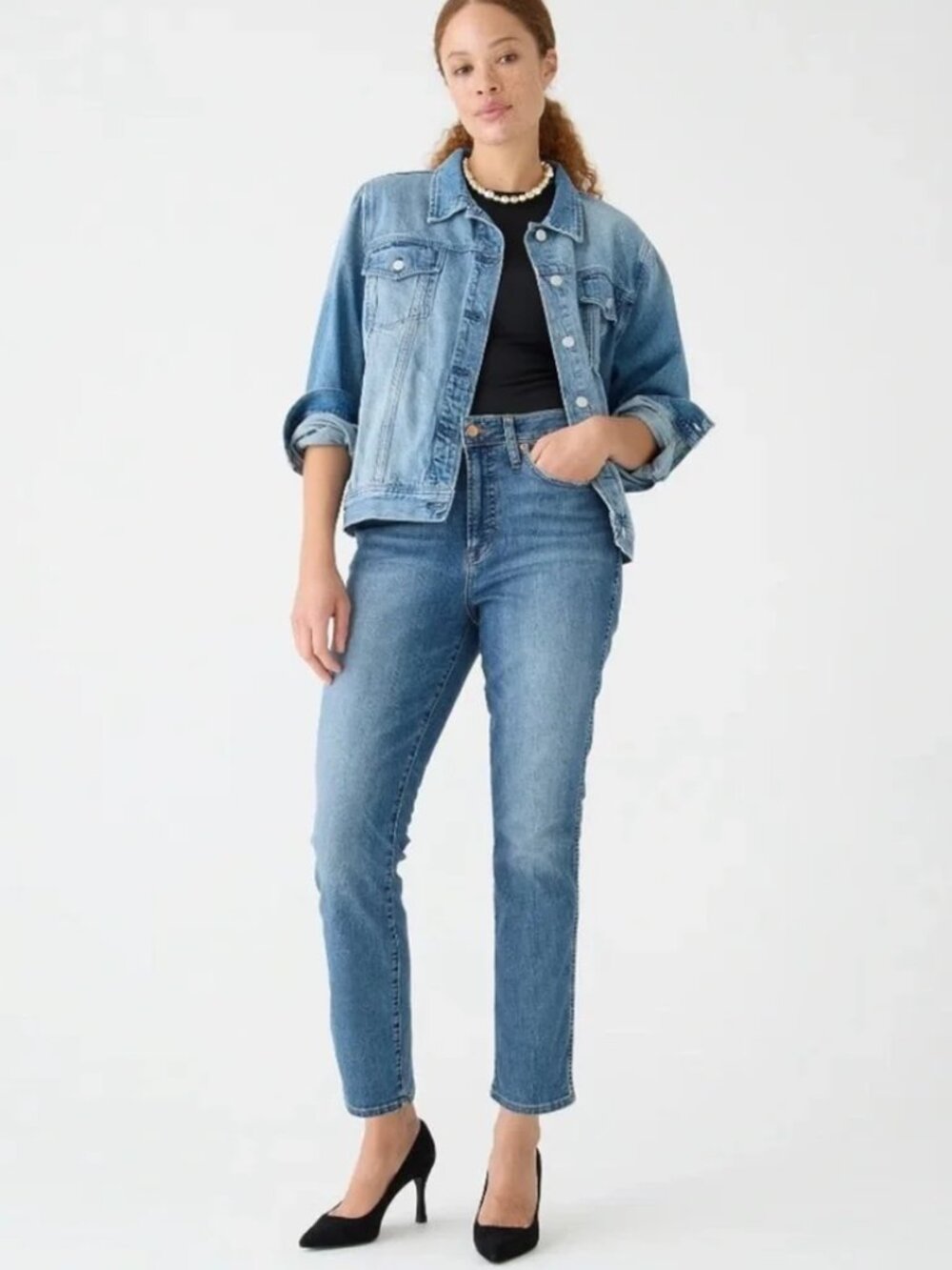 J. Crew Curvy Vintage Straight Leg Jeans Medium Wash Classic Denim Size 30